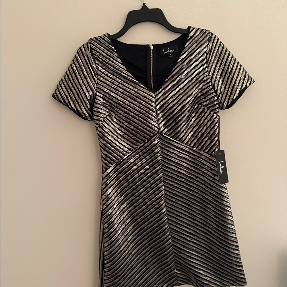 Lulu's Metallic Striped Mini Dress